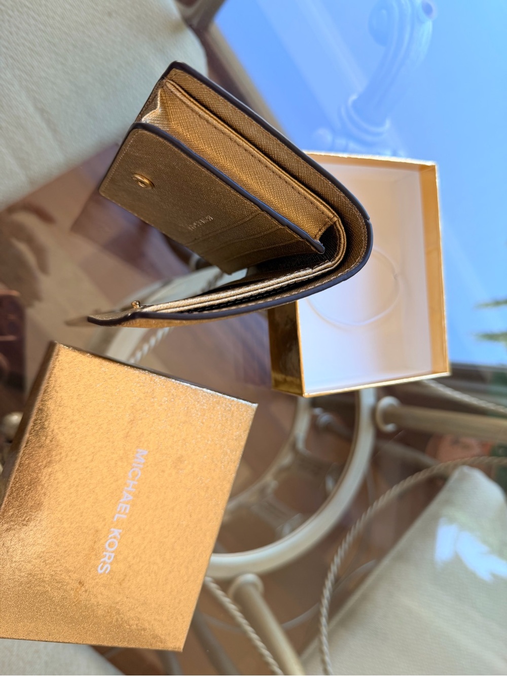 Michael Kors Shimmering Gold Card Wallet - Picture 3 of 6